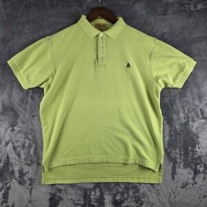 VTG Paul Stuart 2-Ply Cotton Pique Polo Green Shirt Mens Medium Casual Knit Top